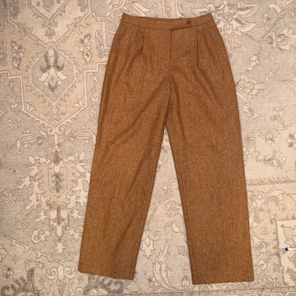 Vintage Women’s Jones New York Brown Trousers Pants Wool and Silk High Rise